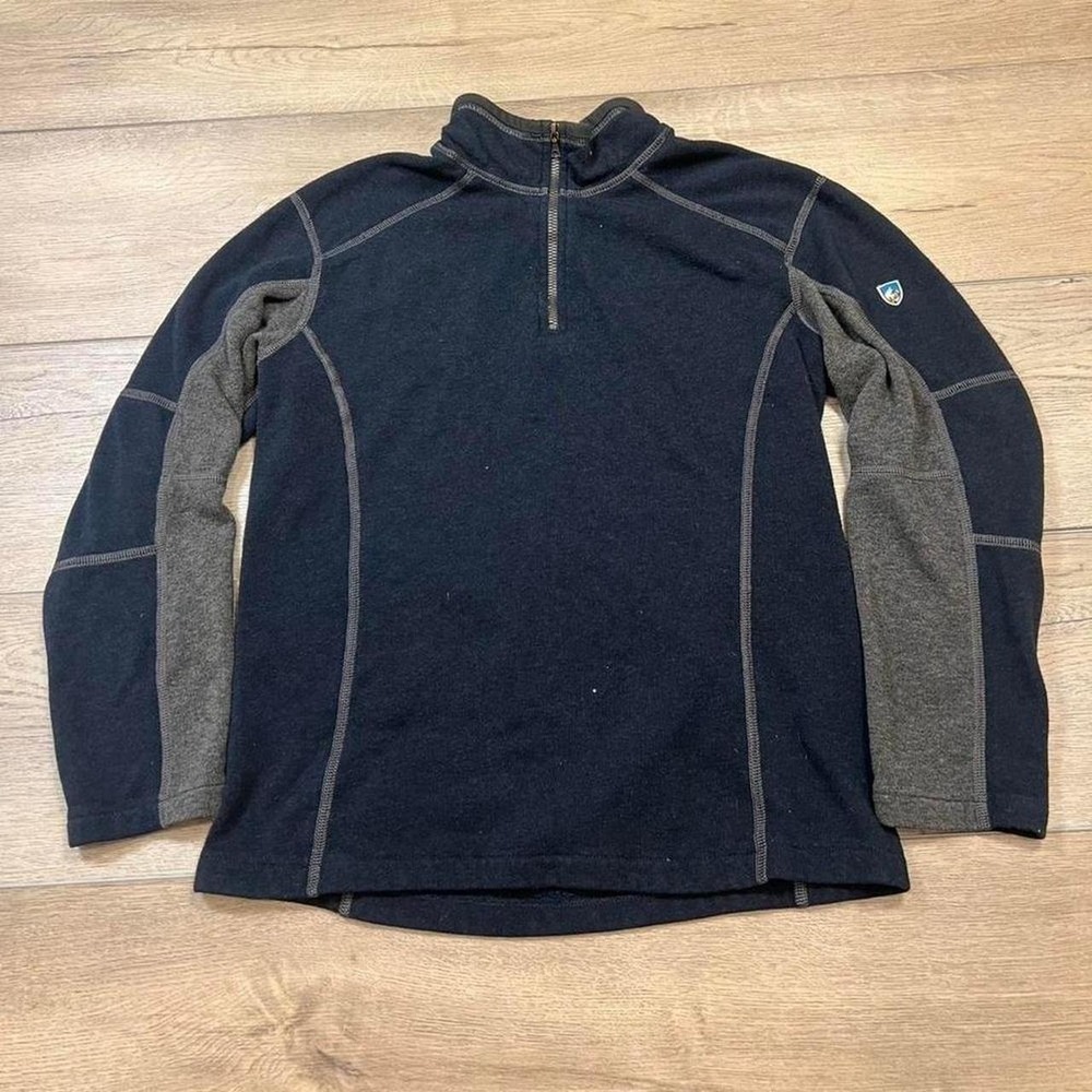 Kuhl Kashmira Quarter Zip Pullover Boys Large 14-16 Navy Blue Fleece Sweater